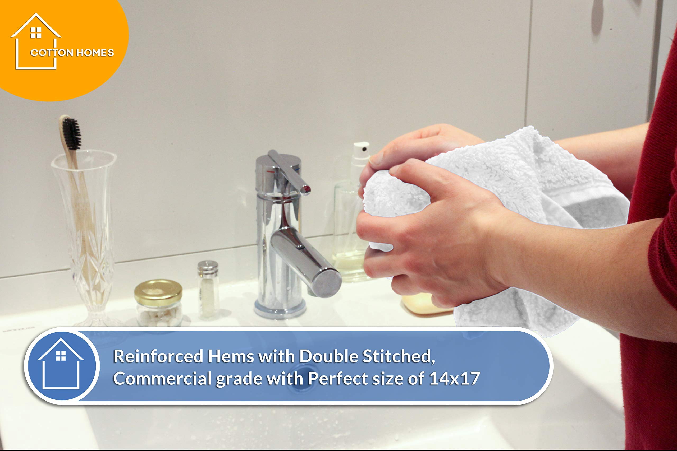 COTTON HOMES Multipurpose Kitchen Bar Mop Towels Pack- 14x17 Inch - Eco Friendly Regenerated Cotton-Commercial Grade, Multi-Purpose Cleaning Wiping Towels- 100% Cotton Absorbent Towel.