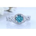 thumbnail image 2 of beryl_creation 14K White Gold Plated 925 Sterling Silver 2.50 Ct Round Cut Blue Topaz Engagement Wedding Christmas Thanksgiving Bridal Ring Set For Women's -6, 2 of 3