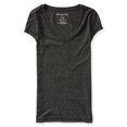 thumbnail image 2 of Camiseta básica con cuello en V para mujer de Aeropostale, negra, extragrande Aeropostale Camiseta básica, 2 of 2