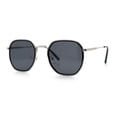 thumbnail image 5 of Double Rim Octagonal Classical Metal Rim Rectangular Hipster Sunglasses Silver Black - Black, 5 of 7