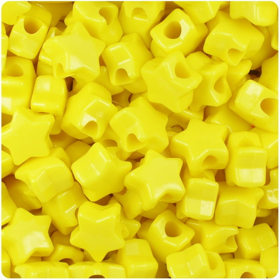 BeadTin Yellow Opaque 13mm Star Pony Beads (250pcs)