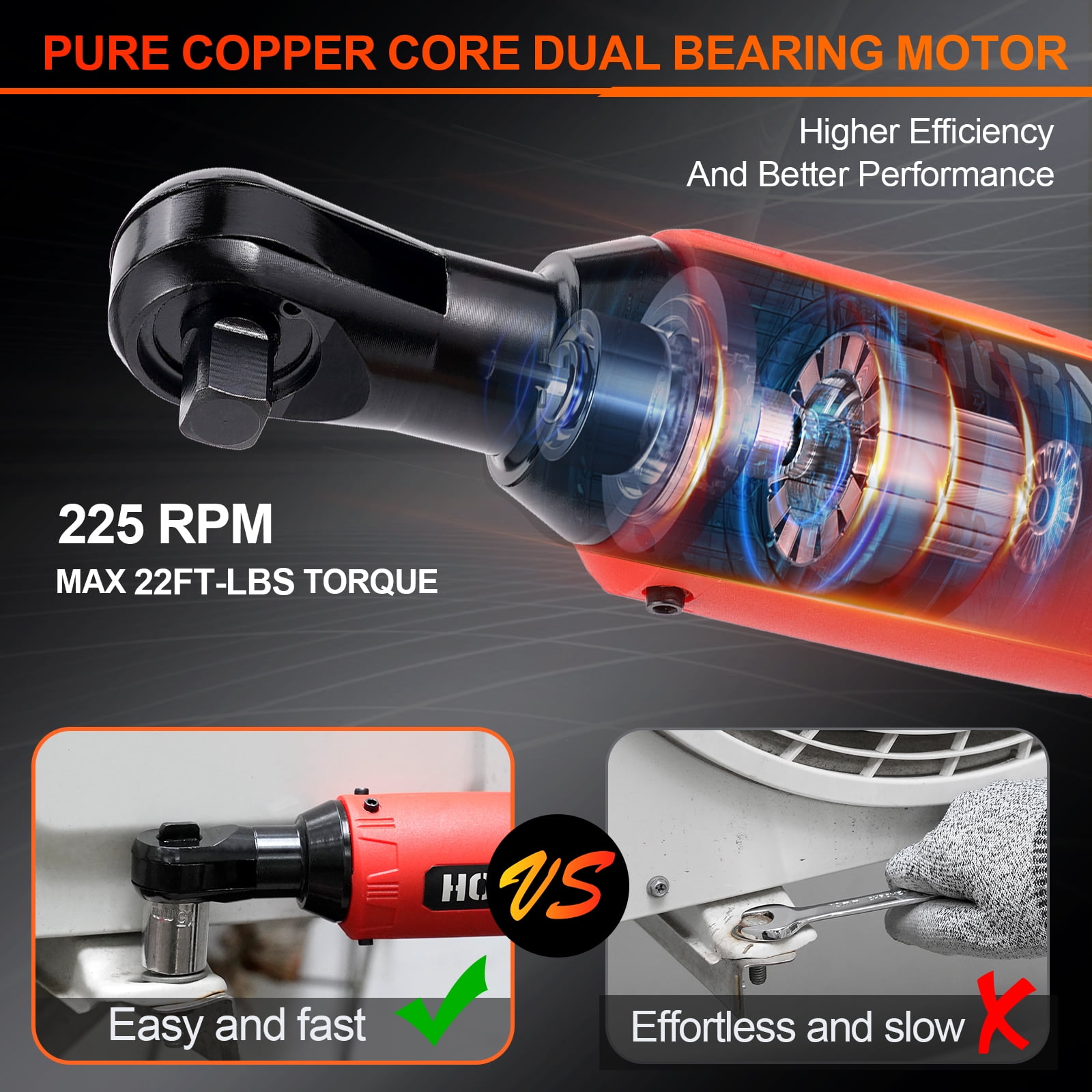 TJT 12V Electric Cordless Ratchet 3/8" Right Angle Wrench Impact Power Tool with 2Pcs 2Ah Battery