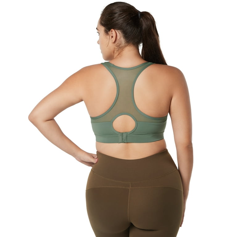 Yvette Women High Impact Sports Bras Plus Size Racerback Workout Bra for  Large Bust Running Fitness,Olive Green,Small Plus