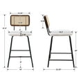 thumbnail image 4 of Dayalane 26" Rattan Bar Stools Set of 2, Modern Sherpa Counter Height Barstools with Cane Back, Kitchen Island Chairs for Bar Kitchen Restaurant Bistro, White, 4 of 9