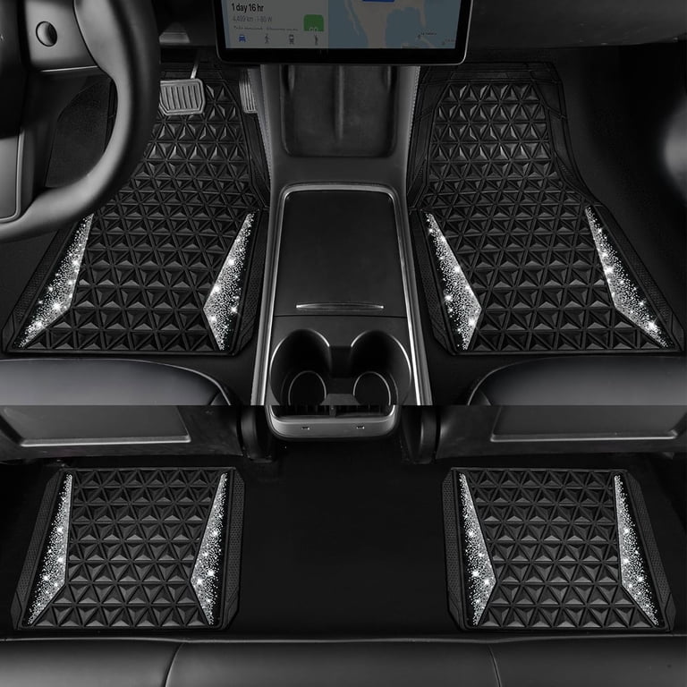 CAR GRAND Bling Diamond Rubber Floor Mats, 4-Piece Set photo 3