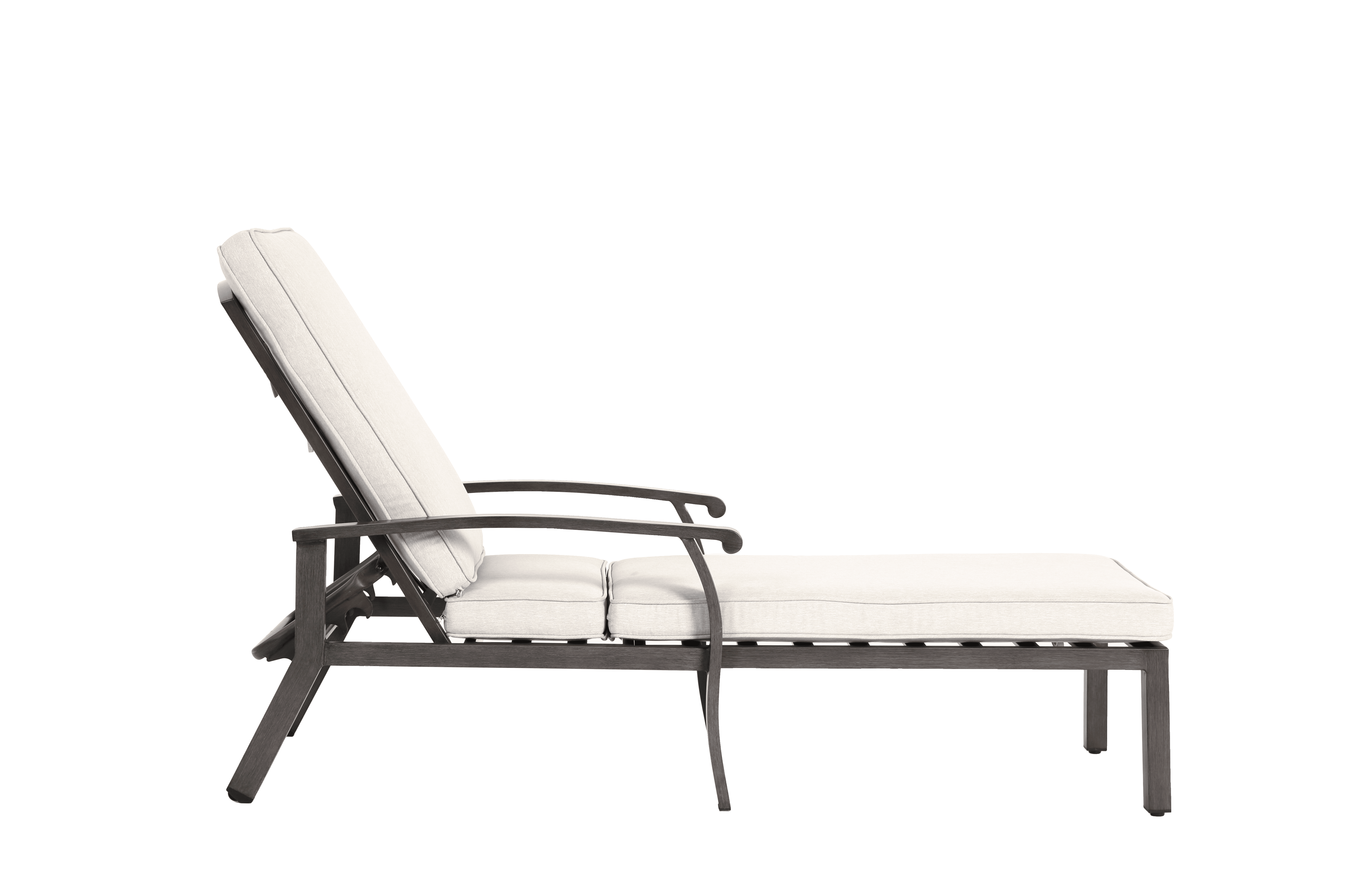 Aluminum Cast Poolside Chaise Lounge with 5 Adjustable Reclining Positions and Wheels, Weather-Resistant Outdoor Lounger for Patio and Deck, Beige