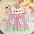 thumbnail image 2 of xfsWaSs Floral Dress for Girls Toddler Summer Dresses Short Sleeve Watermelon Embroidery Striped Dress Stylish A-Line Party Sundress 18-24 Months, 2 of 7