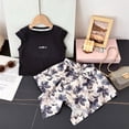 thumbnail image 2 of Toddler Girls Girls Summer Clothes Set - Cotton Plain Short Sleeve T-Shirt Tops + Shorts Cute Unisex Outfits Set 6-12 Months 12-24 Months 2t 3t 4t 5t 6t 7t Children,Cartoon 18-24 Months, 2 of 4