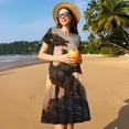 thumbnail image 4 of Balery Sky Sunset Bronze Dragon Vestidos sueltos de manga corta para mujer, vestidos de verano 2025, vestidos casuales de corte A con vuelo., 4 of 6