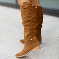 thumbnail image 2 of YLYL Women's Suede Knee High Boots Low Heel Wide Calf Pointed Toe Side Zipper Fall Winter Riding Boots, 2 of 6