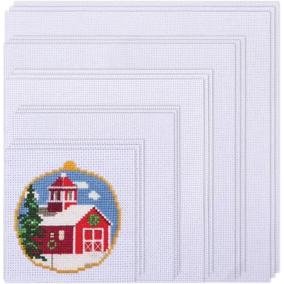15pcs 5 styles 14CT Cross Stitch Fabric Cotton Aida Cloth Square White 101~300x101~300x0.5mm 3pcs/style