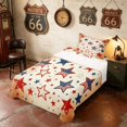 thumbnail image 3 of Manfei Vintage Stars Twin Sheets, July 4th Independence Day Bedding, Red White Blue, Black Reversible 3 Pieces (1 Flat Sheet, 1 Fitted Sheet and 1 Pillowcase), 3 of 6