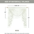 thumbnail image 3 of VOGOL White Jacquard Waterfall Valance Curtain with Beaded Tassels, Floral Sheer Drapery, 43x39 Inches, Classic Farmhouse Window Decor, 3 of 7
