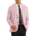 thumbnail image 1 of Formal Plaid Sports Coat for Men's Notch Lapel Prom Checked Pattern Blazer Pink S, 1 of 5