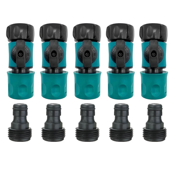 ACDANC Plastic Garden Hose Quick Connect Adapters with Shutoff Valve Set Male and Female,Quick Release Kit Hose Fittings and Adapters,Quick Connectors with Valve for Water Hose Coupling