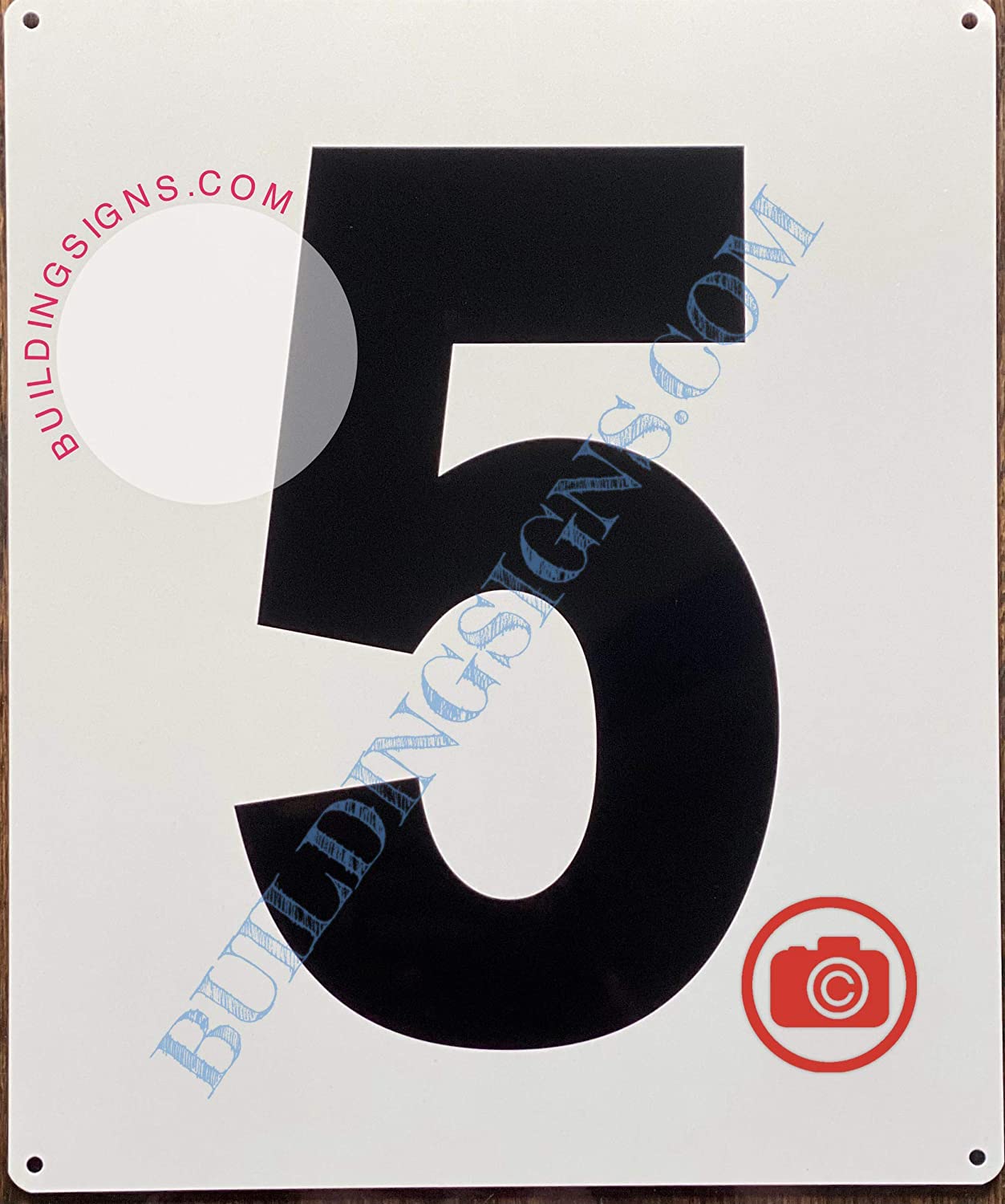 Large Number 5 Sign Metal Sign Parking LOT Number Sign (White