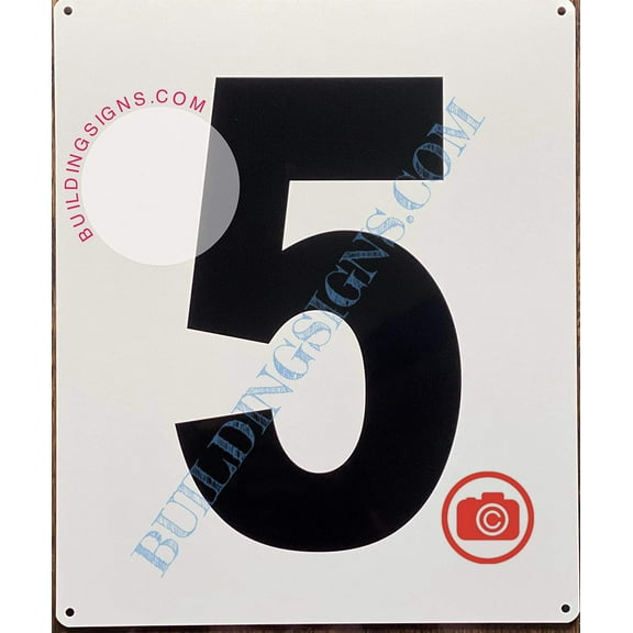 Large Number 5 Sign -Metal Sign - Parking LOT Number Sign (White,Aluminium,10X12)-EL ESTACIONAMIENTO LINE (ref-2201)