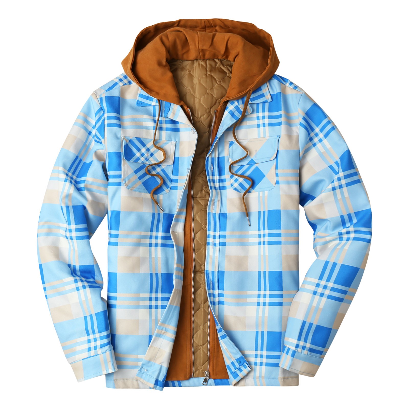 Blue plaid winter jacket Clearance