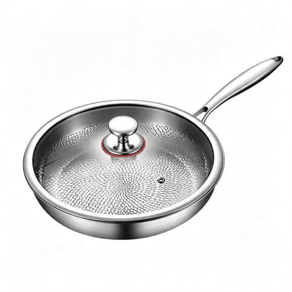 BPPEG 10" Titanium Pro Pans for Cooking,Titanium Frying Pan with Lid,Uncoated Hammered Cookware Free & No Coating,Oven & Induction Safe,Scratch-Resistant,Even Heating,Dishwasher Safe