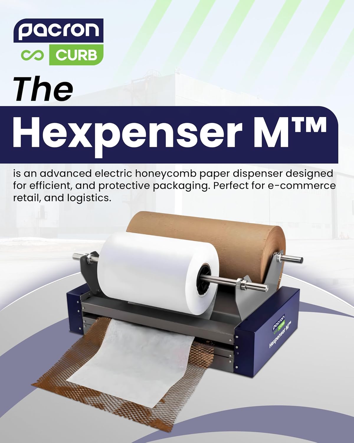 Hexspenser E Electric Honeycomb Paper Dispenser – 3 Modes, 54ft/min High-Speed Expanding & Cutting – Adjustable Speed, Timer & Pedal Control – Eco-Friendly Kraft Paper Packing Machine