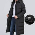 thumbnail image 6 of Winter Long Hooded Coat for Mens Thick Warm Casual Loose Padded Jacket Solid Quilted Coats Outerwear for Cold Weather A-Black L, 6 of 9