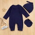 thumbnail image 3 of Viworld 3PCS Newborn Baby Boy Romper Coming Home Outfits Letter Print Bodysuit Jumpsuit+Hat+Gloves Clothes Set, 3 of 7