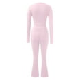thumbnail image 4 of WILLBEST Womens Fall Tops 2025 Women Two Piece Outfit Basic Long Sleeve Crop Top and Low Rise Flare Pants Set 2 Piece Yoga Tracksuit, 4 of 4