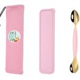 thumbnail image 1 of Children Tableware Double-Headed Mud Cutlery Scraper Sppon Baby Fruit Food Supplement Spoon Multifunctional Fruit Puree Scoop,Pink Gold, 1 of 3