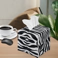 thumbnail image 5 of Psesaysky PU Leather Waterproof Tissue Box Holder, Square Napkin Facial Tissues Boxes Dispenser, Zebra Stripes Home Office Car Tissue Holder Decorative Container, 5 of 7