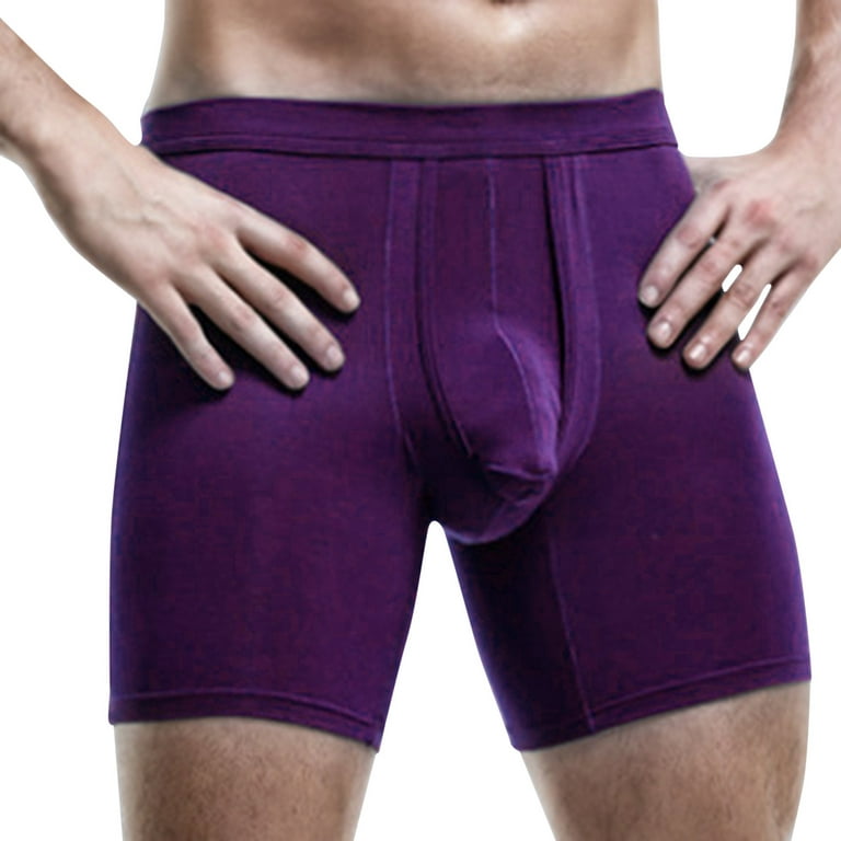 MRULIC mens underwear Men's Summer Thin Transparent Ice Silk Boxers  Breathable Soft Men Waist Non- Underpants Underwear Men underwear Purple +  4XL