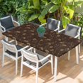 thumbnail image 2 of Brown Floral Table Cloths for 4 Foot Rectangle Tables, Vintage Spring Botanical Flowers Patio Waterproof Elastic Fitted Tablecloths, Washable Rectangular Table Cover for Camping, 2 of 8