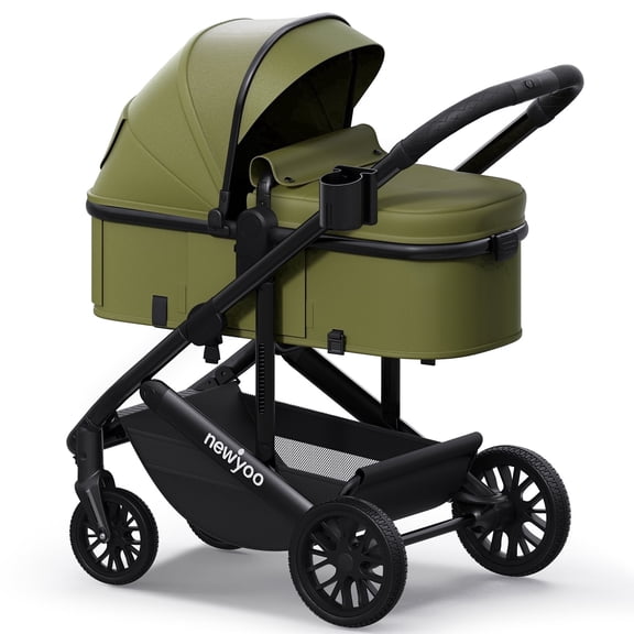 newyoo Infant Stroller, Nestro 516M, Baby/Newborn Strollers w Convertible/Reversible Seat & Cup Holder, Coches para Bebes, 2-in-1 Rear-Facing Pram, Green