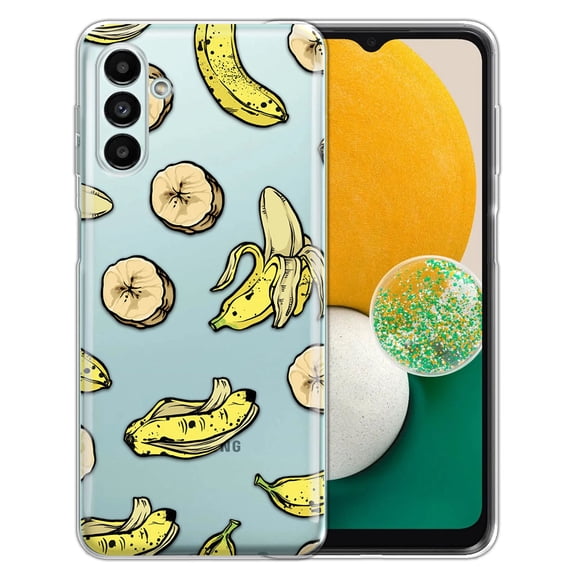 WIRESTER Transparent Soft Gel TPU Clear Case Slim Protective Cover for Samsung Galaxy A13 5G 6.5" 2021, Bananas Fun Pattern