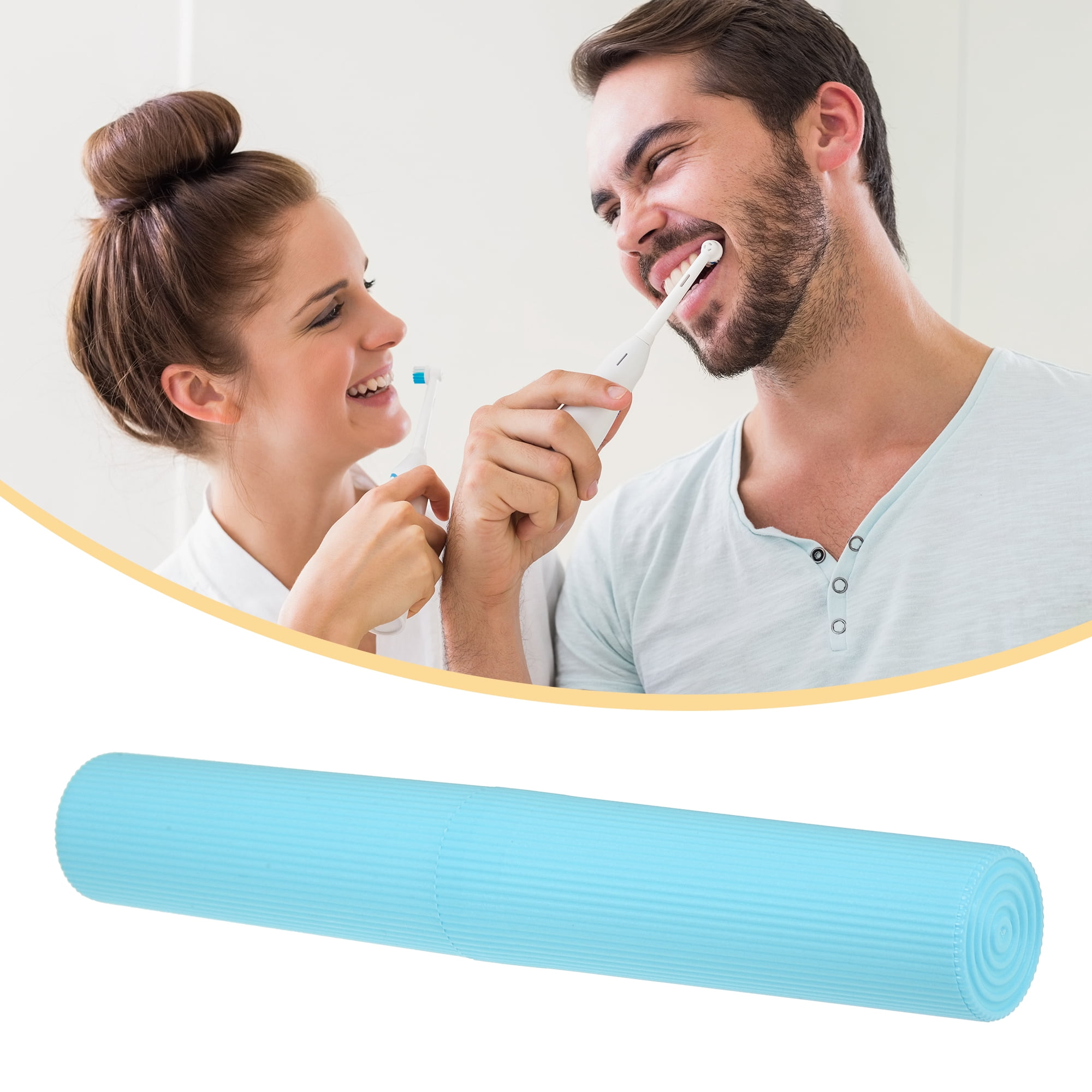Unique Bargains Sky Blue Toothbrush Holder, Vertical Stripes