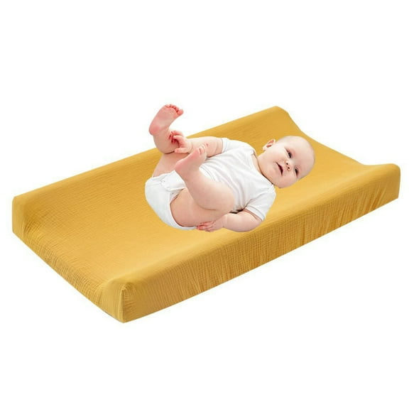 Baby Changing Pad Cover, Soft Cotton Removable Mat Cover for Newborns & Infants, Elastic Fitted Changing Table Cover – Yellow