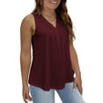 thumbnail image 3 of OmicGot Womens Plus Size Sleeveless Tops V Neck Blouses Tunics, Wine Red 2X, 3 of 5