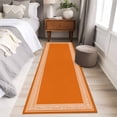 thumbnail image 4 of Rectangle Rug 2x6Ft Greece Geometric Key Design Soft Indoor Throw Rugs Carpets for Living Dining Bedroom Kids Room Non-Slip Playroom Crawl Rug Floor Mats Abstract Stripe Art on Orange, 4 of 9