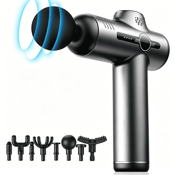 Qinghuai Adjustable Massage Gun, Deep Tissue Massage for Athletes for Pain Relief, Handheld Percussion Massager with 8 Massages Heads & Silent Brushless Motor,Heads for Muscle Soreness and Stiffness