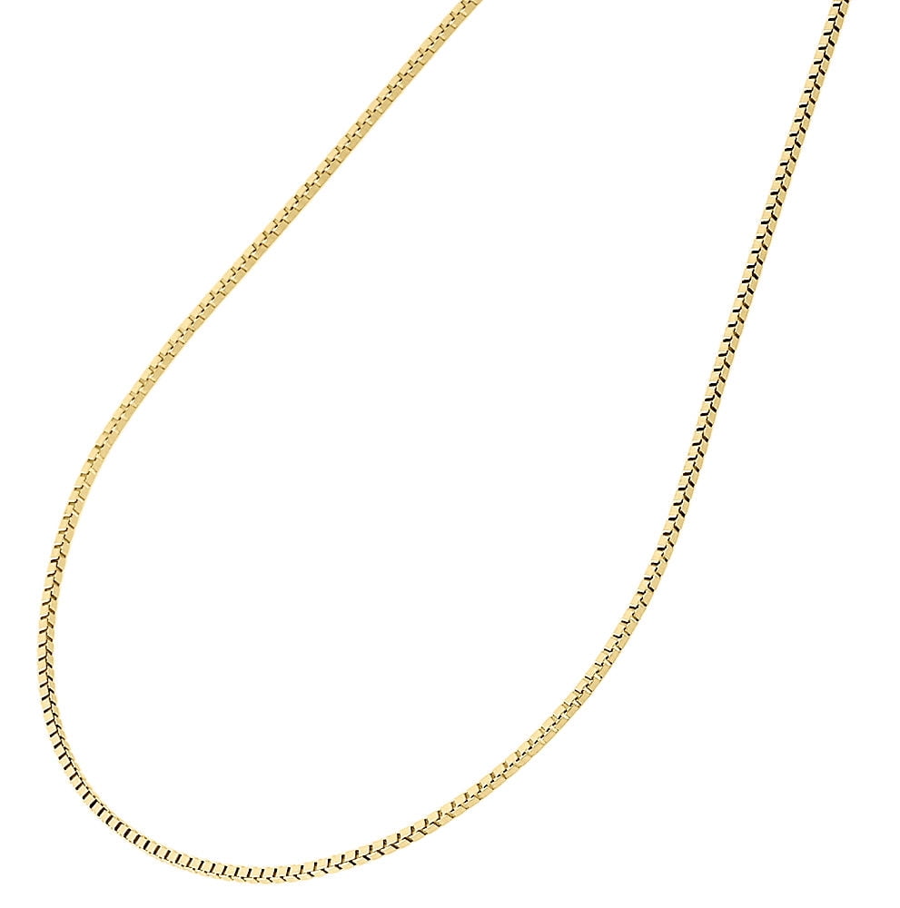 10K Yellow Gold 1MM Solid Box Chain Necklace 20" Length