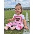 thumbnail image 5 of RUINIXCW Toddler Baby Girl Football Game Day Outfit Gingham Plaid Romper Overall Rugby Embroidery Sleeveless Jumpsuit Overalls Bell Bottoms, 5 of 9