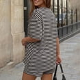 thumbnail image 6 of Bexdxz Women's Casual Striped Short Sleeve 2 Piece Summer Set Oversized Top & Loose Fit Shorts with Pockets Black M, 6 of 6