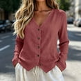 thumbnail image 4 of Neewe Womens Button Down Shirts Cotton Linen Long Sleeve Blouses Casual Loose Fit Tops Daily Outfits, 4 of 6