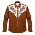 thumbnail image 3 of DeHolifer Shirts for Men Cowboy Pearl Snap Long Sleeve Embroidered Shirts Casual Work Button Down Outfits Brown S, 3 of 4