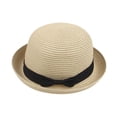 thumbnail image 2 of OOOUM Womens Bowknot Straw Sun Hat Breathable Lightweight Rolled Brim Hat Summer Vacation Hats Beige, 2 of 3