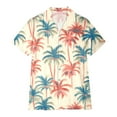 thumbnail image 4 of MDUKONU Womens Summer Hawaiian Shirts Soft Cool Floral Tropical Print T-Shirt Button Down V Neck Short Sleeve Tee Tops Beige XXL, 4 of 5