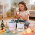 thumbnail image 6 of Easter Basket Floral Pattern Easter Basket with Ruffles, Cloth Storage Tote for Eggs & Decor, Easter Gift & Spring Home Decoration Multicolor, 6 of 7