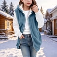 thumbnail image 2 of Goodw7 Girls Flannel Hooded Vest, Fleece Zip Up Sleeveless Waistcoat with Pockets, Soft Touch Warm Outerwear for Family Walks and Gatherings, 2 of 5