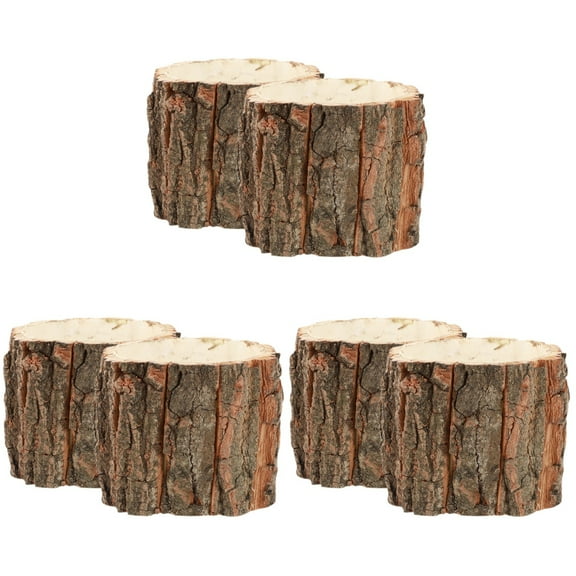 3 Count Barrel Planters for Outdoor Plants Bark Flower Bucket Rustic Flowerpots