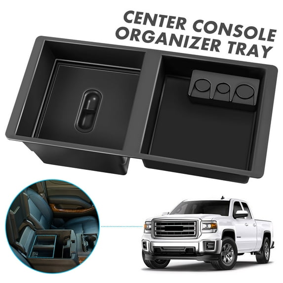 Car Center Console Insert Organizer Tray - Compatible with GMC for 14-19 Silverado,, Suburban, Yukon, Escalate - Central Armrest Box Compartment for Extra Storage
