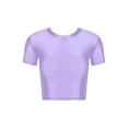 thumbnail image 3 of Alvivi Women Glossy Short Sleeve Crop Tops T-Shirt Slim Yoga Gym Sports Short Tops Swimsuit Lavender XL, 3 of 6